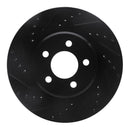 R1 05-23 Chrysler 300 Front Left Drilled & Slotted Black Brake Rotor