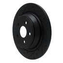 R1 15-24 Ford Fusion Rear Left Drilled & Slotted Black Brake Rotor