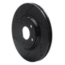 R1 04-12 Chevrolet Malibu Front Left Drilled & Slotted Black Brake Rotor