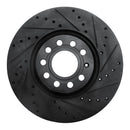 R1 97-06 Audi A4 Quattro Front Right Drilled & Slotted Black Brake Rotor