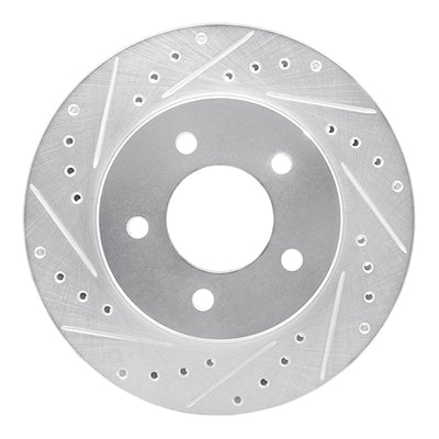 R1 87-90 Dodge DAKOTA 4WD Front Right Drilled & Slotted Silver Brake Rotor