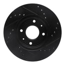 R1 00-04 Volvo S40 Front Left Drilled & Slotted Black Brake Rotor
