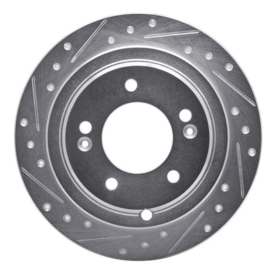 R1 04-06 Kia AMANTI Rear Left Drilled & Slotted Silver Brake Rotor