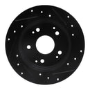 R1 97-06 Acura RSX Rear Left Drilled & Slotted Black Brake Rotor