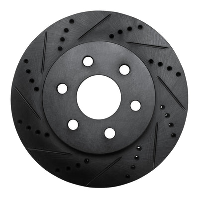 R1 98-99 Cadillac DEVILLE Front Left Drilled & Slotted Black Brake Rotor