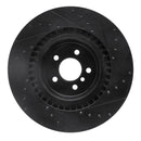 R1 10-14 BMW X5 Rear Left Drilled & Slotted Black Brake Rotor