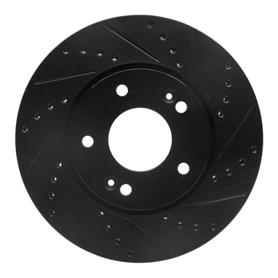 R1 10-13 Kia Forte Koup Front Right Drilled & Slotted Black Brake Rotor