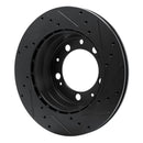 R1 86-95 Porsche 928 Rear Left Drilled & Slotted Black Brake Rotor