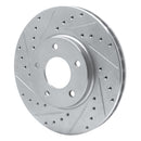 R1 97-03 Jaguar XJ8 Front Left Drilled & Slotted Silver Brake Rotor
