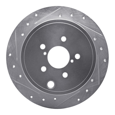 R1 08-15 Subaru Impreza Rear Left Drilled & Slotted Silver Brake Rotor