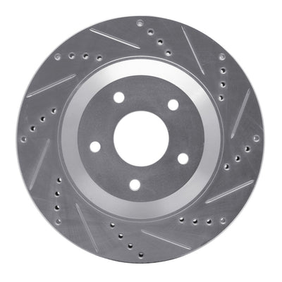 R1 97-09 Cadillac XLR Left Front Drilled & Slotted Silver Brake Rotor