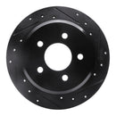 R1 96-02 Ford Crown Victoria Rear Right Drilled & Slotted Black Brake Rotor