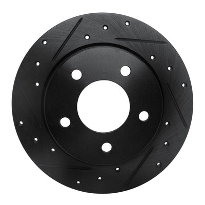 R1 04-13 Mazda 3 Rear Left Drilled & Slotted Black Brake Rotor