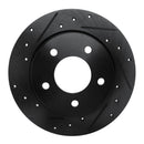 R1 04-13 Mazda 3 Rear Left Drilled & Slotted Black Brake Rotor