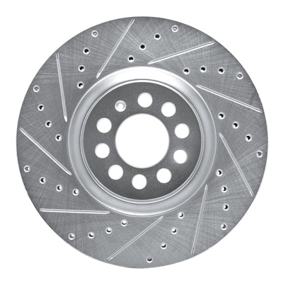 R1 00-06 Audi TT Front Left Drilled & Slotted Silver Brake Rotor