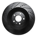 R1 07-11 Audi S6 Rear Right Drilled & Slotted Black Brake Rotor