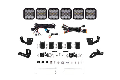 Diode Dynamics Prinsu/Sherpa Roof Racks SS5 6-Pod CrossLink Mounting Kit - Pro White Combo