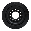 R1 2022-2025 Lexus GX550 Rear Left Drilled & Slotted Black Brake Rotor