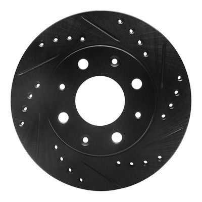 R1 84-06 Honda CRX Front Right Drilled & Slotted Black Brake Rotor
