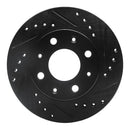 R1 84-06 Honda CRX Front Right Drilled & Slotted Black Brake Rotor