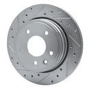 R1 1995-2006 Jaguar VanDEN PLAS Rear Left Drilled & Slotted Silver Brake Rotor