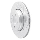 R1 02-05 BMW 760I Rear Right Drilled & Slotted Silver Brake Rotor