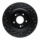 R1 -25 Hyundai Santa Fe Rear Right Drilled & Slotted Black Brake Rotor