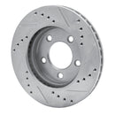 R1 70-93 Ford Taurus (Excl SHO) Front Left Drilled & Slotted Silver Brake Rotor