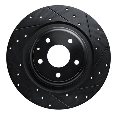 R1 16-23 Mazda CX-9 Rear Right Drilled & Slotted Black Brake Rotor