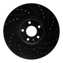 R1 04-09 Audi S4 Front Left Drilled & Slotted Black Brake Rotor