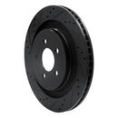R1 15-23 Ford Mustang Rear Left Drilled & Slotted Black Brake Rotor
