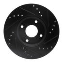 R1 14-19 Ford Fiesta Front & Rear Drilled & Slotted Black Brake Rotor Set