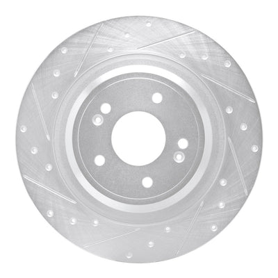 R1 22-25 Hyundai Ioniq 6 Rear Left Drilled & Slotted Silver Brake Rotor