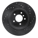 R1 06-10 BMW 528I xDrive Rear Left Drilled & Slotted Black Brake Rotor
