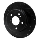 R1 01-03 Hyundai XG350 Front Left Drilled & Slotted Black Brake Rotor