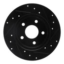 R1 04-12 Chevrolet Malibu Rear Left Drilled & Slotted Black Brake Rotor