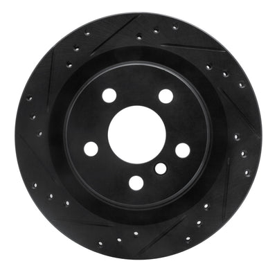R1 16-26 BMW 228I Gran Coupe Rear Left Drilled & Slotted Black Brake Rotor