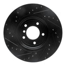 R1 01-08 BMW 330I Front Right Drilled & Slotted Black Brake Rotor