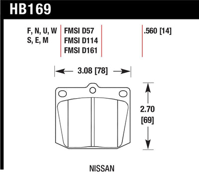 Hawk 75-78 Nissan 280Z Black Race Front Brake Pads