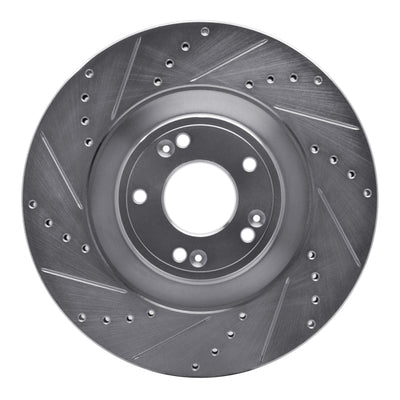 R1 11-17 Genesis G80 Front Left Drilled & Slotted Silver Brake Rotor