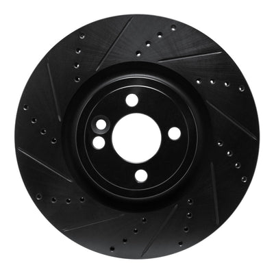 R1 13-13 Mini Cooper (Excl Clubman) Front Left Drilled & Slotted Black Brake Rotor