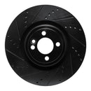 R1 13-13 Mini Cooper (Excl Clubman) Front Left Drilled & Slotted Black Brake Rotor