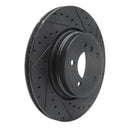 R1 05-08 BMW 760I Rear Right Drilled & Slotted Black Brake Rotor