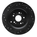 R1 02-04 Honda Odyssey Rear Right Drilled & Slotted Black Brake Rotor