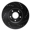 R1 09-15 Mitsubishi Lancer Front Left Drilled & Slotted Black Brake Rotor