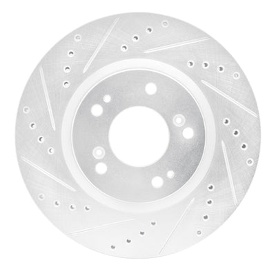R1 04-12 Mitsubishi Eclipse Front Left Drilled & Slotted Silver Brake Rotor
