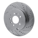 R1 07-15 Mazda CX-9 Rear Right Drilled & Slotted Silver Brake Rotor