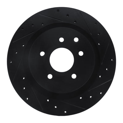R1 03-08 Infiniti G35 Rear Right Drilled & Slotted Black Brake Rotor