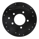 R1 07-17 Chrysler 200 Rear Right Drilled & Slotted Black Brake Rotor