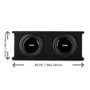 DS18 Dual 12in Shallow Subwoofer and Enclosure 700 Watts RMS Sealed Black Carpet
